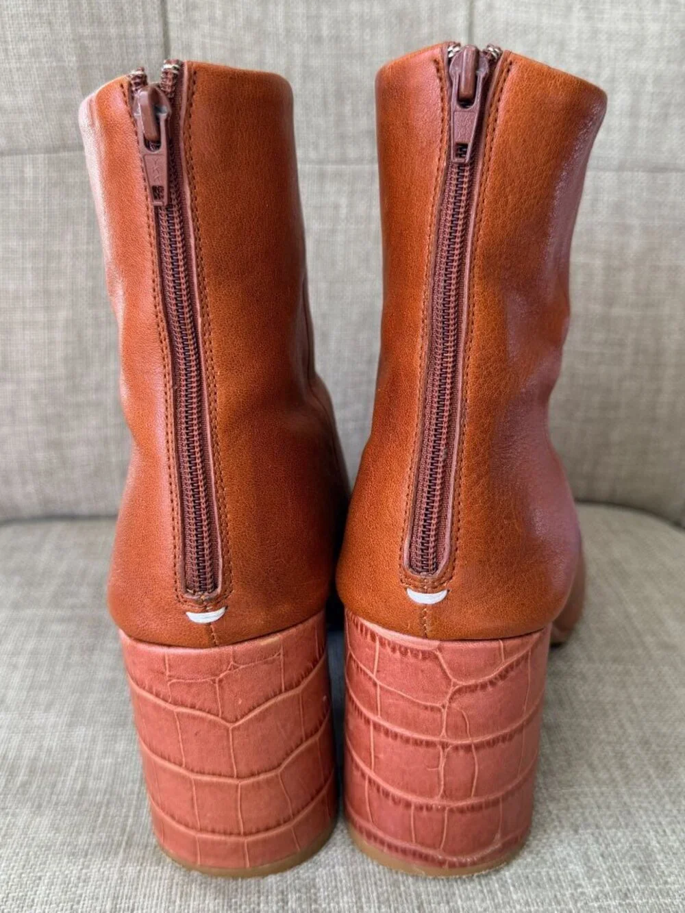 Maison Margiela Tan Leather Ankle Boots Women’s Size 37